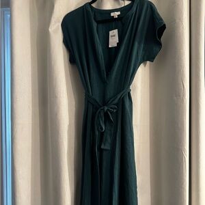 J. Jill Deep Green Maxi Dress with Tie Waist